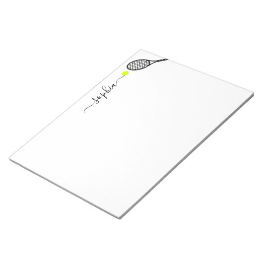 Personalisierter Big Tennis Racket Ball Eleganter  Notizblock (angewinkelt)