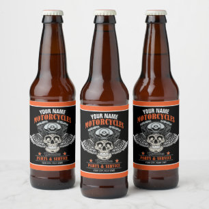 Personalisierter Biker Flying Skull Motorradladen Bierflaschenetikett