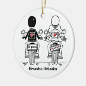 Personalisierter Biker-Hochzeitstipendium Keramik Ornament (Links)