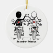 Personalisierter Biker-Hochzeitstipendium Keramik Ornament (Vorne)