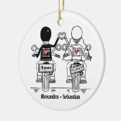 Personalisierter Biker-Hochzeitstipendium Keramik Ornament (Links)