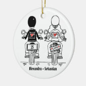 Personalisierter Biker-Hochzeitstipendium Keramik Ornament (Links)
