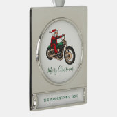Personalisierter Biker in Santa Costume Weihnachte Banner-Ornament Silber (Rechts)