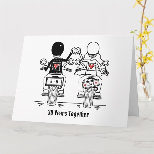Personalisierter Biker-Motorrad-Hochzeitstag Karte (Gelbe Blume)