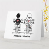 Personalisierter Biker-Motorrad-Hochzeitstag Karte (Gelbe Blume)