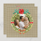 Personalisierter Bilderrahmen und Weihnachtskranz Feiertagskarte (Vorne/Hinten)