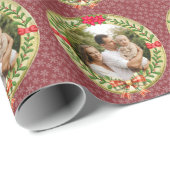 Personalisierter Bilderrahmen und Weihnachtskranz Geschenkpapier (Rolleneckpunkt)
