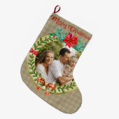 Personalisierter Bilderrahmen und Weihnachtskranz Großer Weihnachtsstrumpf (Vorderansicht (hängend))