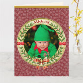 Personalisierter Bilderrahmen und Weihnachtskranz Karte (Gelbe Blume)