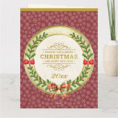 Personalisierter Bilderrahmen und Weihnachtskranz Karte (Rückseite)