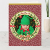 Personalisierter Bilderrahmen und Weihnachtskranz Karte (Vorderseite)