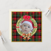 Personalisierter Bilderrahmen und Weihnachtskranz Karte (Vorderseite/Rückseite Beispiel)