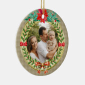 Personalisierter Bilderrahmen und Weihnachtskranz Keramik Ornament (Rechts)