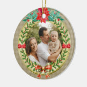 Personalisierter Bilderrahmen und Weihnachtskranz Keramik Ornament (Links)