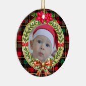 Personalisierter Bilderrahmen und Weihnachtskranz Keramik Ornament (Rechts)