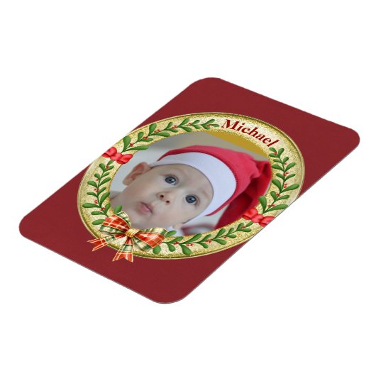 Personalisierter Bilderrahmen und Weihnachtskranz Magnet (Linke Seite)