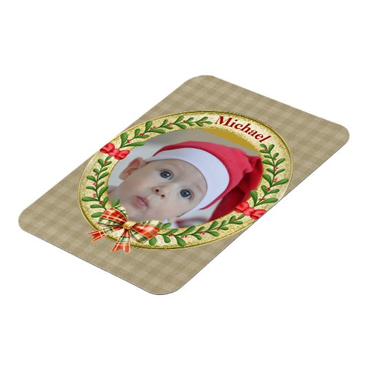 Personalisierter Bilderrahmen und Weihnachtskranz Magnet (Linke Seite)