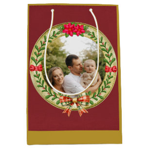 Personalisierter Bilderrahmen und Weihnachtskranz Mittlere Geschenktüte