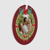 Personalisierter Bilderrahmen und Weihnachtskranz Ornament (Vorderseite)