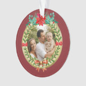 Personalisierter Bilderrahmen und Weihnachtskranz Ornament (Vorderseite)