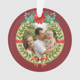 Personalisierter Bilderrahmen und Weihnachtskranz Ornament