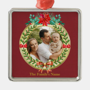 Personalisierter Bilderrahmen und Weihnachtskranz Ornament Aus Metall