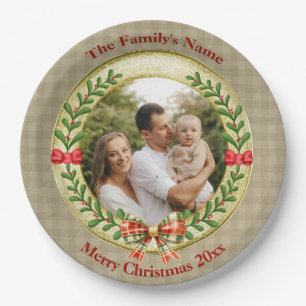 Personalisierter Bilderrahmen und Weihnachtskranz Pappteller