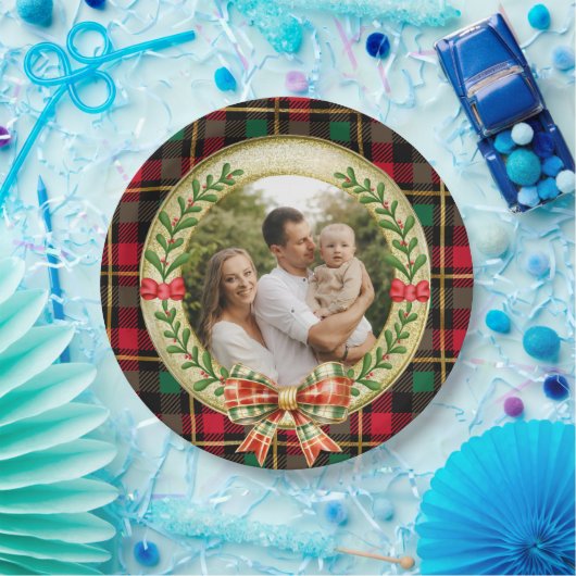 Personalisierter Bilderrahmen und Weihnachtskranz Pappteller (Party)