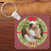 Personalisierter Bilderrahmen und Weihnachtskranz Schlüsselanhänger (Vorderseite)