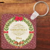 Personalisierter Bilderrahmen und Weihnachtskranz Schlüsselanhänger (Rückseite)