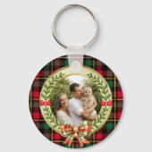 Personalisierter Bilderrahmen und Weihnachtskranz Schlüsselanhänger (Vorderseite)