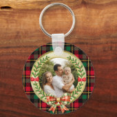Personalisierter Bilderrahmen und Weihnachtskranz Schlüsselanhänger (Vorderseite)