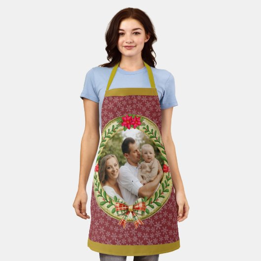 Personalisierter Bilderrahmen und Weihnachtskranz Schürze (Getragen)