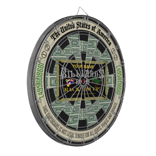 Personalisierter Billard-Raum Dartscheibe (Vorderseite Links)