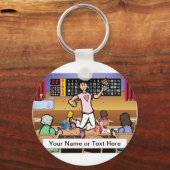 Personalisierter Bingo-Player - Cartoon von Frauen Schlüsselanhänger (Vorderseite)