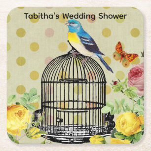 Personalisierter Bird & Butterfly Paper Drink Unte Rechteckiger Pappuntersetzer