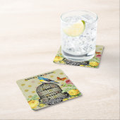 Personalisierter Bird & Butterfly Paper Drink Unte Rechteckiger Pappuntersetzer (Vor Ort)