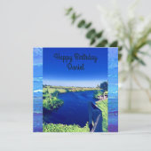 Personalisierter Birth Day Blue Canal Sky Watercol (Stehend Vorderseite)