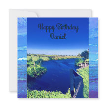 Personalisierter Birth Day Blue Canal Sky Watercol