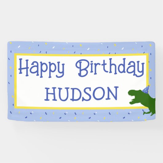 Personalisierter "Birthday-Saurus" Dinosaurier Geb Banner (Horizontal)