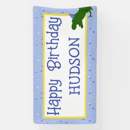 Personalisierter "Birthday-Saurus" Dinosaurier Geb Banner (Vertikal)