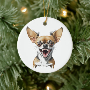 Personalisierter Bissiger Chihuahua   Lustige Hund Keramik Ornament
