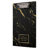 Personalisierter Black and Gold Marmor Designer Klemmbrett (Links)