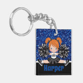 Personalisierter Black & Blue Cheerleader Schlüsse Schlüsselanhänger (Vorderseite links)