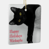 Personalisierter Black Cat Besitzer Weihnachten Keramikornament (Rechts)