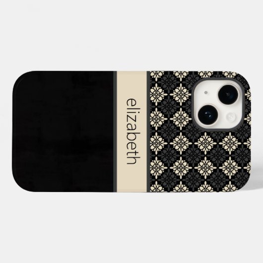 Personalisierter Black Floral Phone Case (Rückseite (Horizontal))