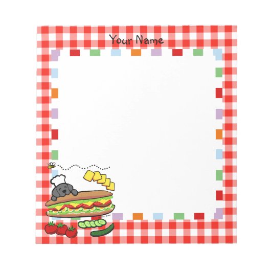 Personalisierter Black Labrador Bäckerei Cartoon Notizblock (Vorderseite)