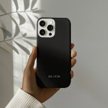 "Personalisierter Black Phone Case mit Individuell<br><div class="desc">Erweitern Sie den Stil Ihres Telefons mit diesem eleganten, personalisierten, schwarzen Gehäuse, das Ihren individuelle Name in einem modernen, eleganten Schriftart auszeichnet. Dieser dauerhafte Gehäuse ist sowohl für Stil als auch für Schutz konzipiert und schützt Ihr Gerät vor Kratzern und kleineren Abstiegen. Der minimalistisch schwarze Hintergrund passt perfekt zu Ihrem...</div>