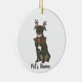 Personalisierter Black Pitbull Staffy Antlers Wrea Keramik Ornament (Rechts)