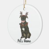 Personalisierter Black Pitbull Staffy Antlers Wrea Keramik Ornament (Links)